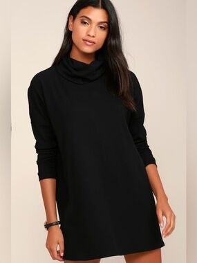 Lulus Scheme of Things Black Long Sleeve Dress. Size Medium.